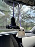 Ghost and Witch Hat Crochet Car Charm