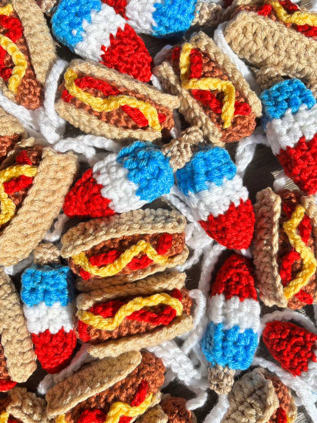 Hot Dog Crochet Car Charm