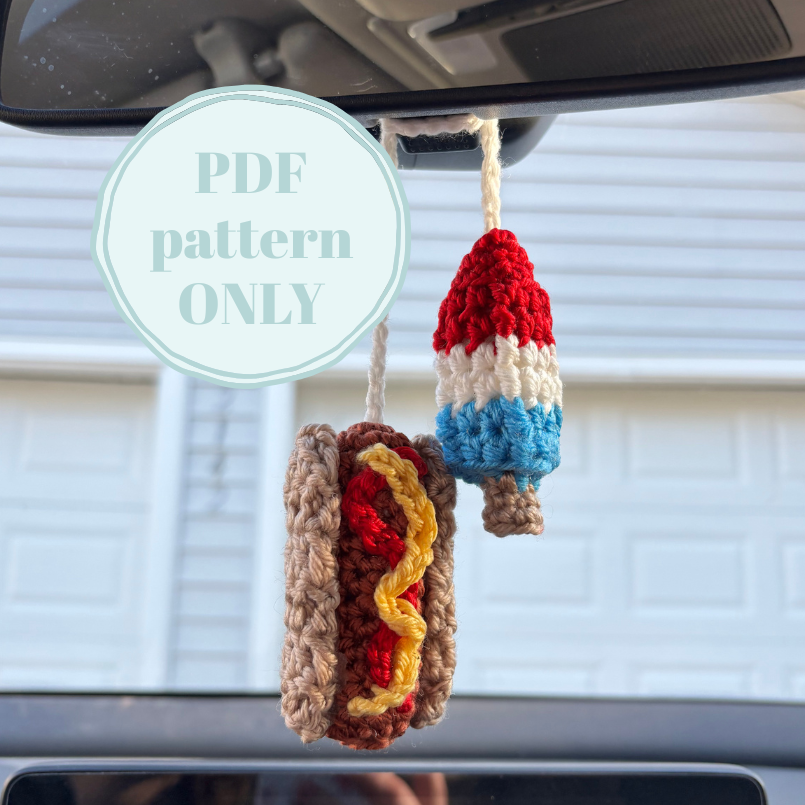 Hot dog and bomb pop car charm pattern